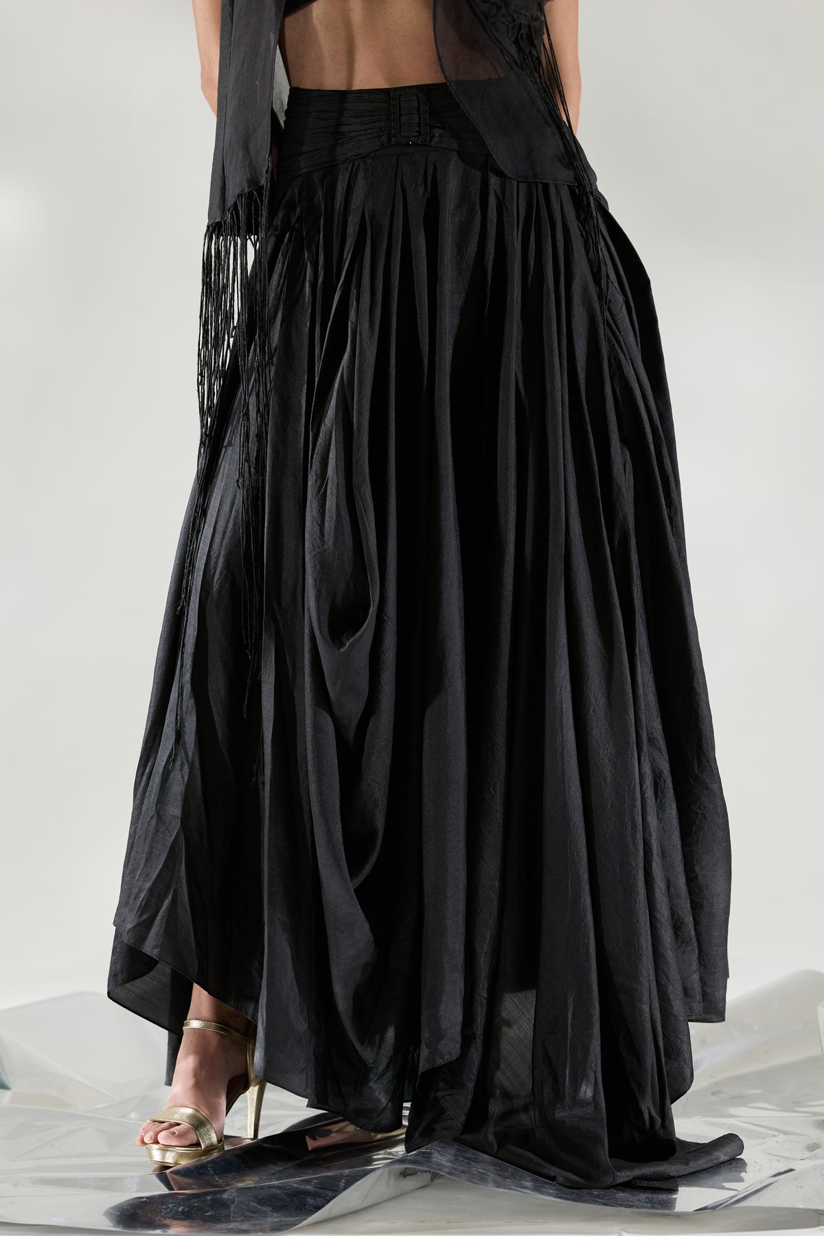 Fringe Veil Half And Half Jacket Skirt Set - Skirt